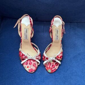 Jimmy Choo Multicolor Floral Print Satin Women’s Sling back Sandals Size 39 1/2
